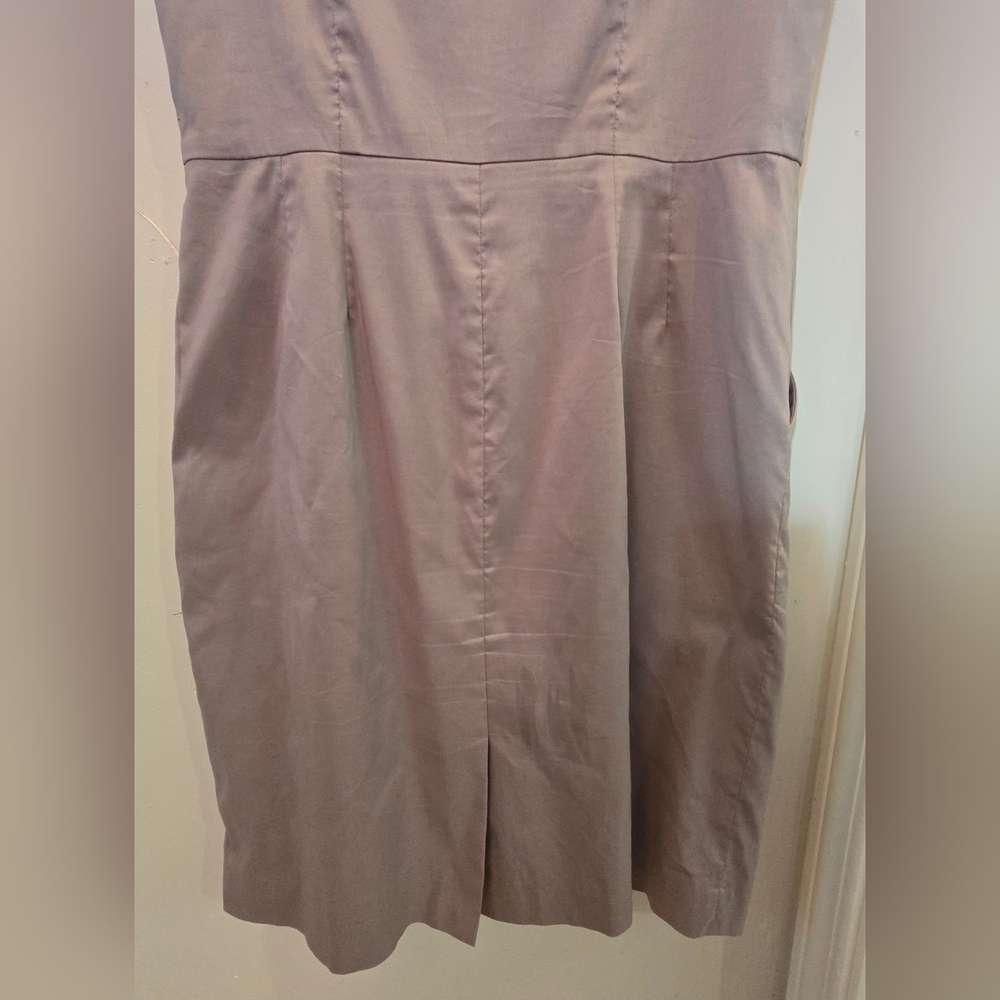 Ann Taylor Khaki Sleeveless Fully Lined Midi Dress 6 - Picture 8 of 8